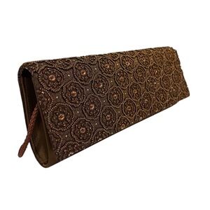 Valerie Steven’s Bronze Copper Beaded Crossbody Clutch -Like New